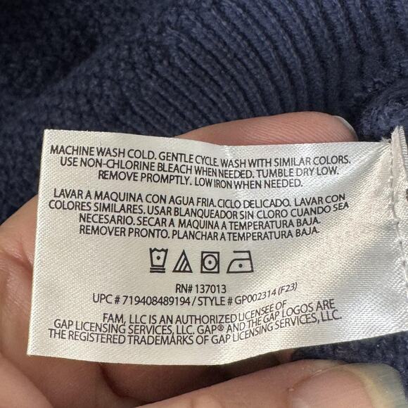 GAP Sweater Mens Extra Large Navy Blue Textured Knit Crewneck Pullover Casual - Picture 5 of 9